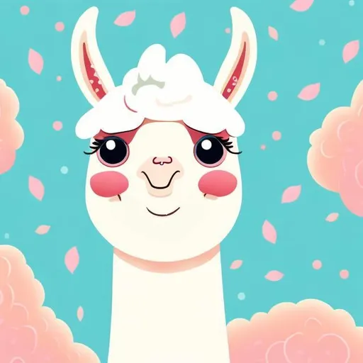 Prompt: illustrated cute llama, soft lighting, white background, vibrant, front, studio ghibi, CFG=7