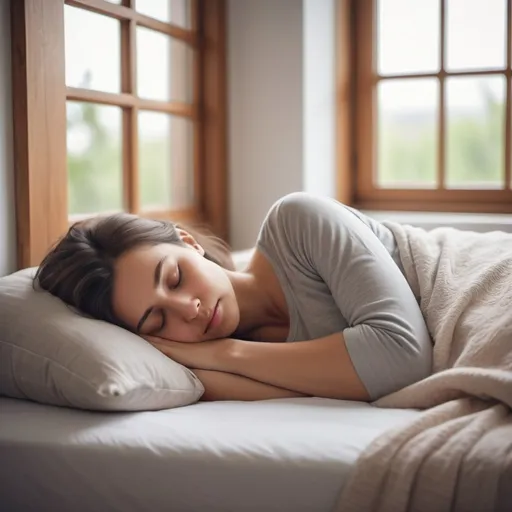 Prompt: (fit person sleeping), serene atmosphere, tranquil setting, soft bedding, peaceful expression, gentle morning light filtering through the window, muted color palette, cozy home environment, ultra-detailed, high resolution, embrace of calmness, conveying relaxation and comfort, inviting ambiance of sleep and stillness.