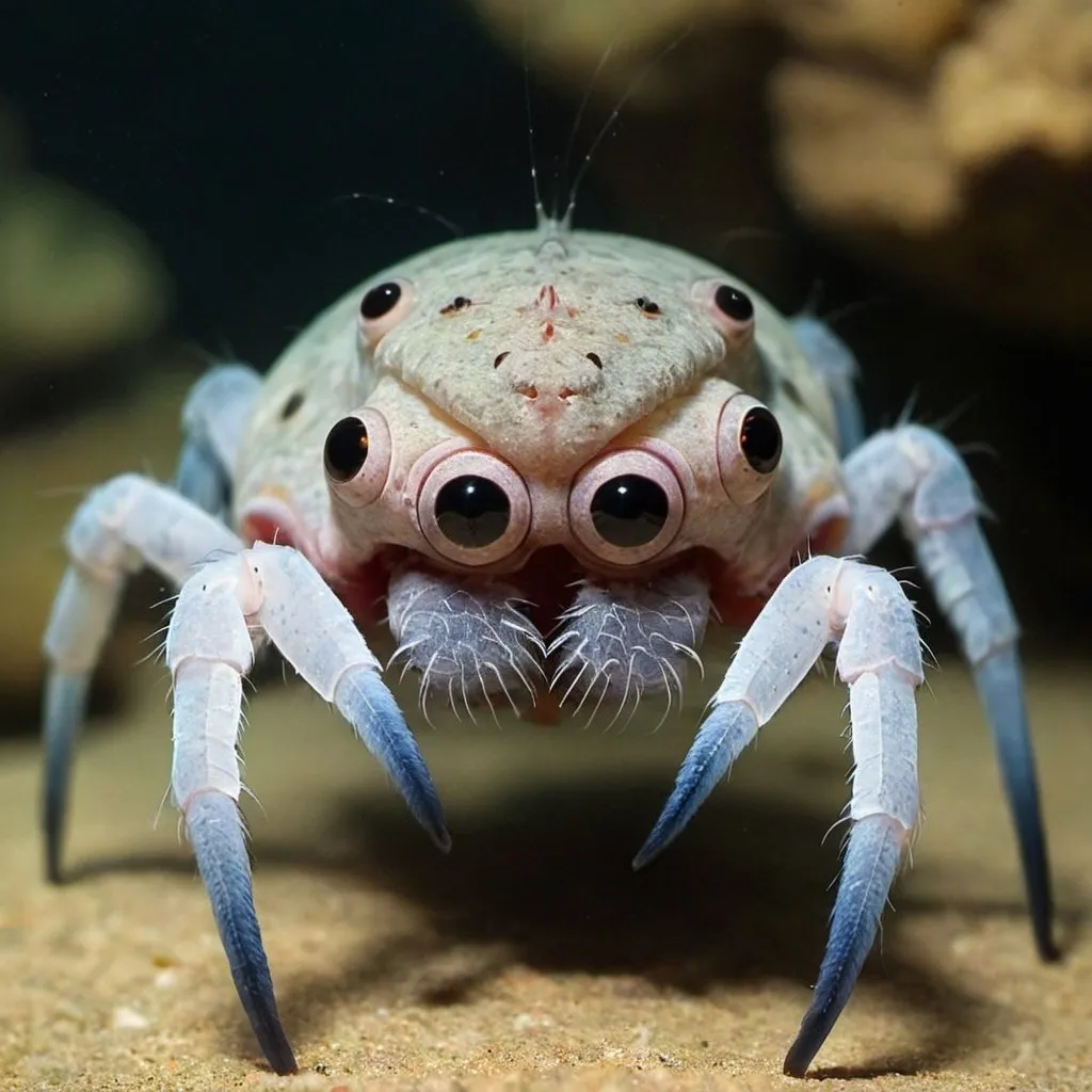 Prompt: an animal that looks like a combination of a fish and a spider 

