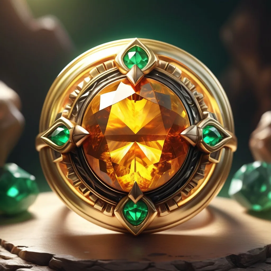 Prompt: hyper-realistic Ring of disease Immunity, Powerful gold ring with a  bright emerald stone, fantasy character art, illustration, dnd, warm tone