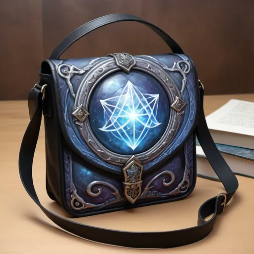 Prompt: hyper-realistic magical crossbody bag of holding, fantasy character art, illustration, dnd