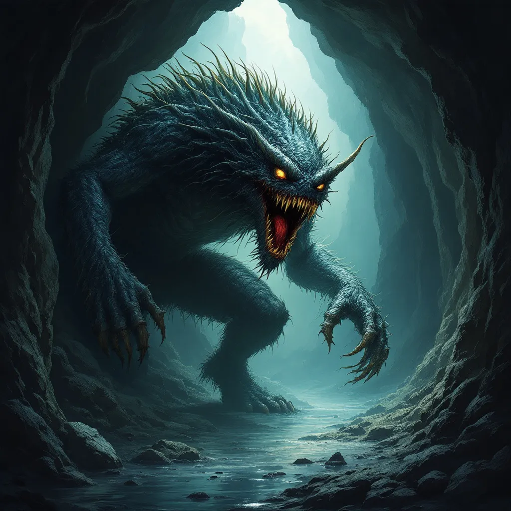 Prompt: Scary looking cave monster 