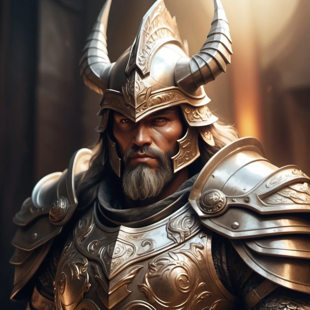 Prompt: hyper-realistic  Armored God of Honor,  fantasy character art, illustration, dnd, warm tone