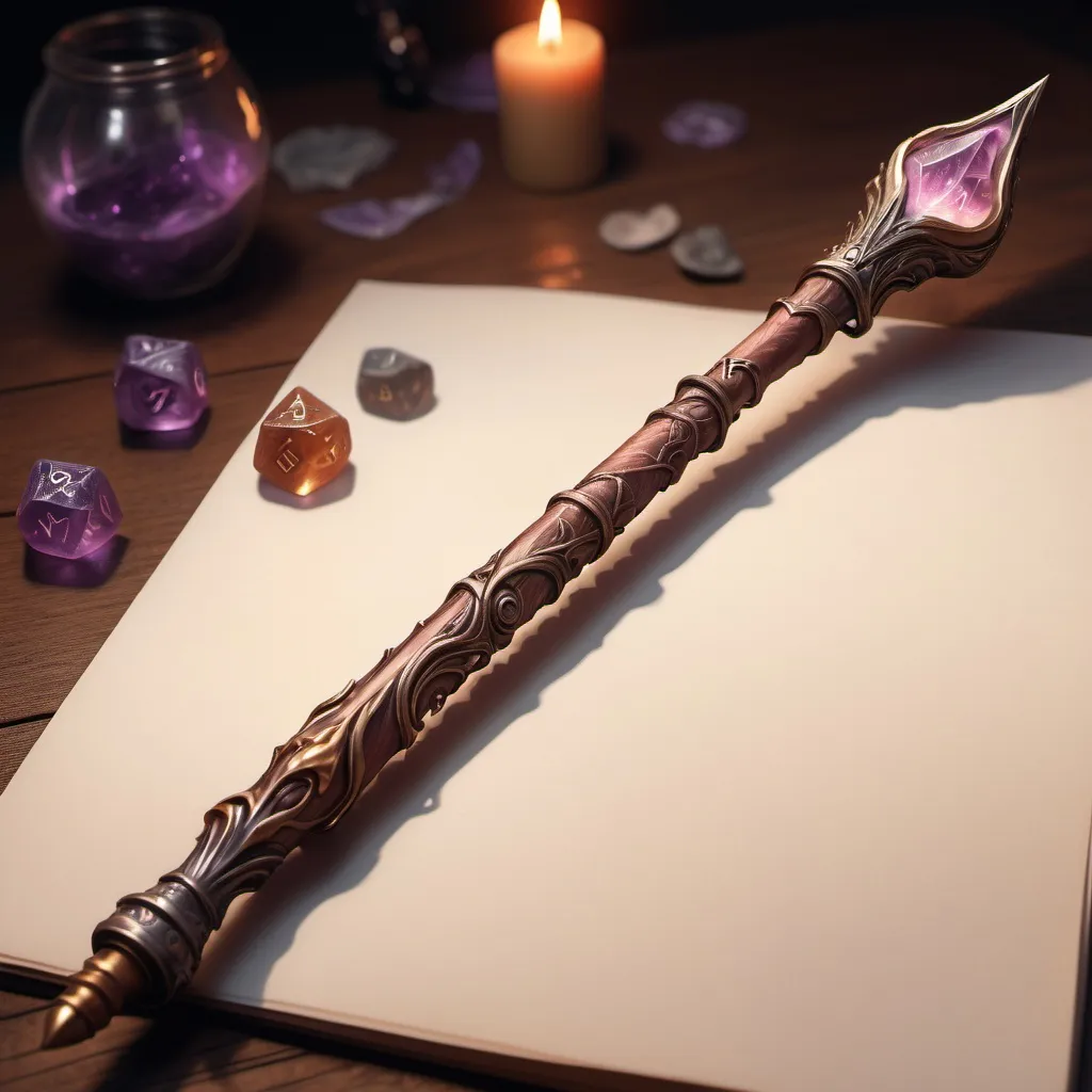 Prompt: hyper-realistic magic wand made by a powerfulwitch, fantasy character art, illustration, dnd, warm tone