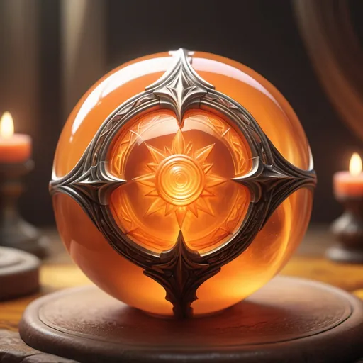 Prompt: hyper-realistic Orb of Renewal, Powerful Orange colored trinket, fantasy character art, illustration, dnd, warm tone