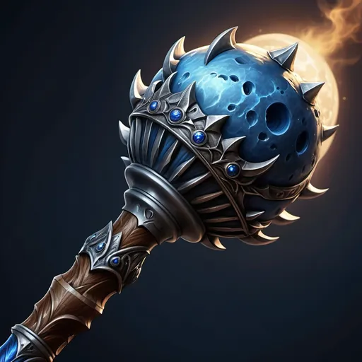 Prompt: hyper-realistic Mace of moon strike, blue mace, fantasy character art, illustration, dnd, warm tone