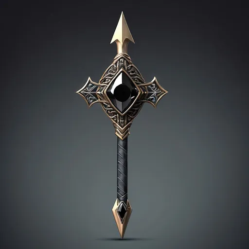 Prompt: Fantasy arrow with a black gem at its core