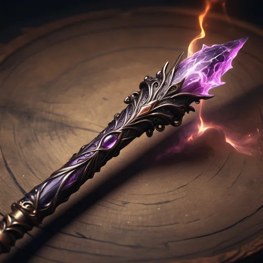 Prompt: hyper-realistic dark magic wand made by a powerfulwitch, fantasy character art, illustration, dnd, warm tone