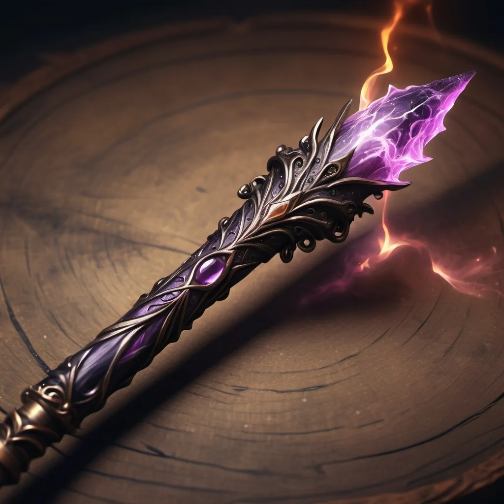 Prompt: hyper-realistic dark magic wand made by a powerfulwitch, fantasy character art, illustration, dnd, warm tone