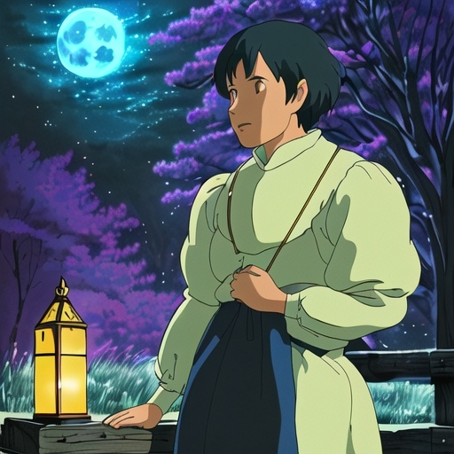 Prompt: Young male poet gazing at the moon (like a muse), dressed in (authentic medieval peasant attire), enchanting night scene, evocative mood, soft luminous glow of the moon, starlit sky, rich textures of fabrics, thoughtful expression, whimsical atmosphere, nostalgic fairy tale elements, (4K ultra-detailed), romantic vibe, poetic elegance.