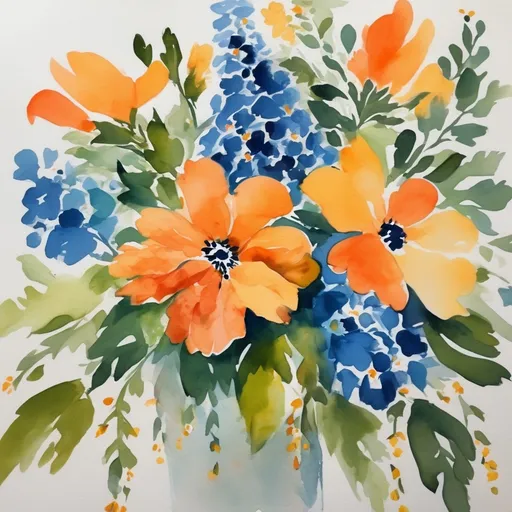 Prompt: Floral painting Gouache watercolor 