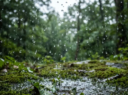 Prompt:  Pure clean raindrops falling from the sky