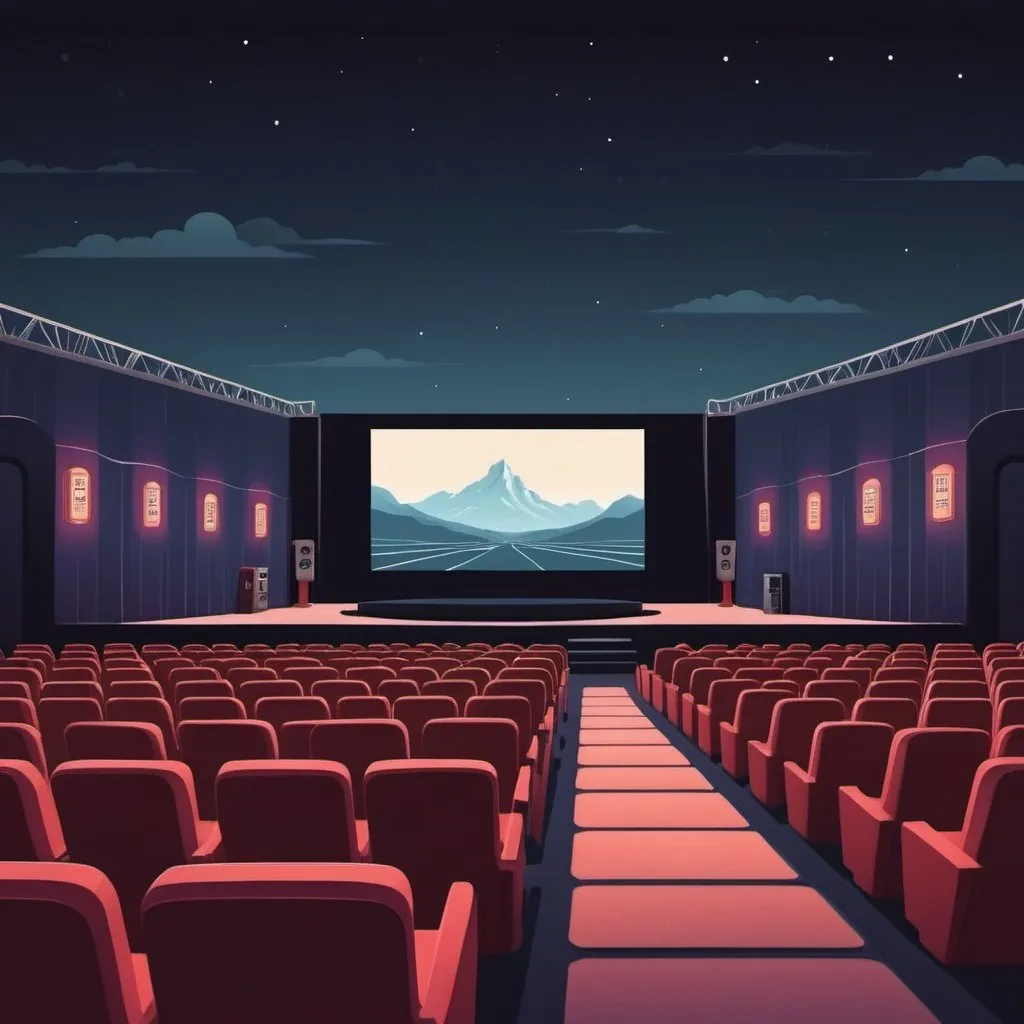 Prompt: movie cinema landscape illustration aesthetic  
