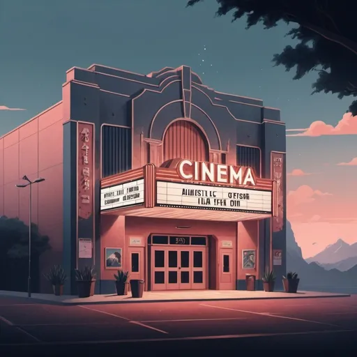 Prompt: movie cinema atmospheric illustration aesthetic exterior day

