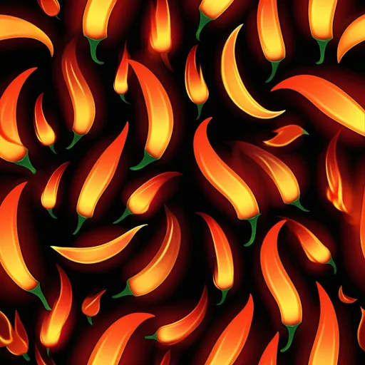 Prompt: (template background design), (flames), (chilis), (reaper) vibrant flames emanating in dark red, dark orange, and dark yellow hues, smooth gradient transitions, dramatic lighting, dynamic composition, striking contrasts, high depth cinematic aesthetic, perfect for templates, ultra-detailed, high quality, evocative atmosphere, warmth with a touch of intensity.