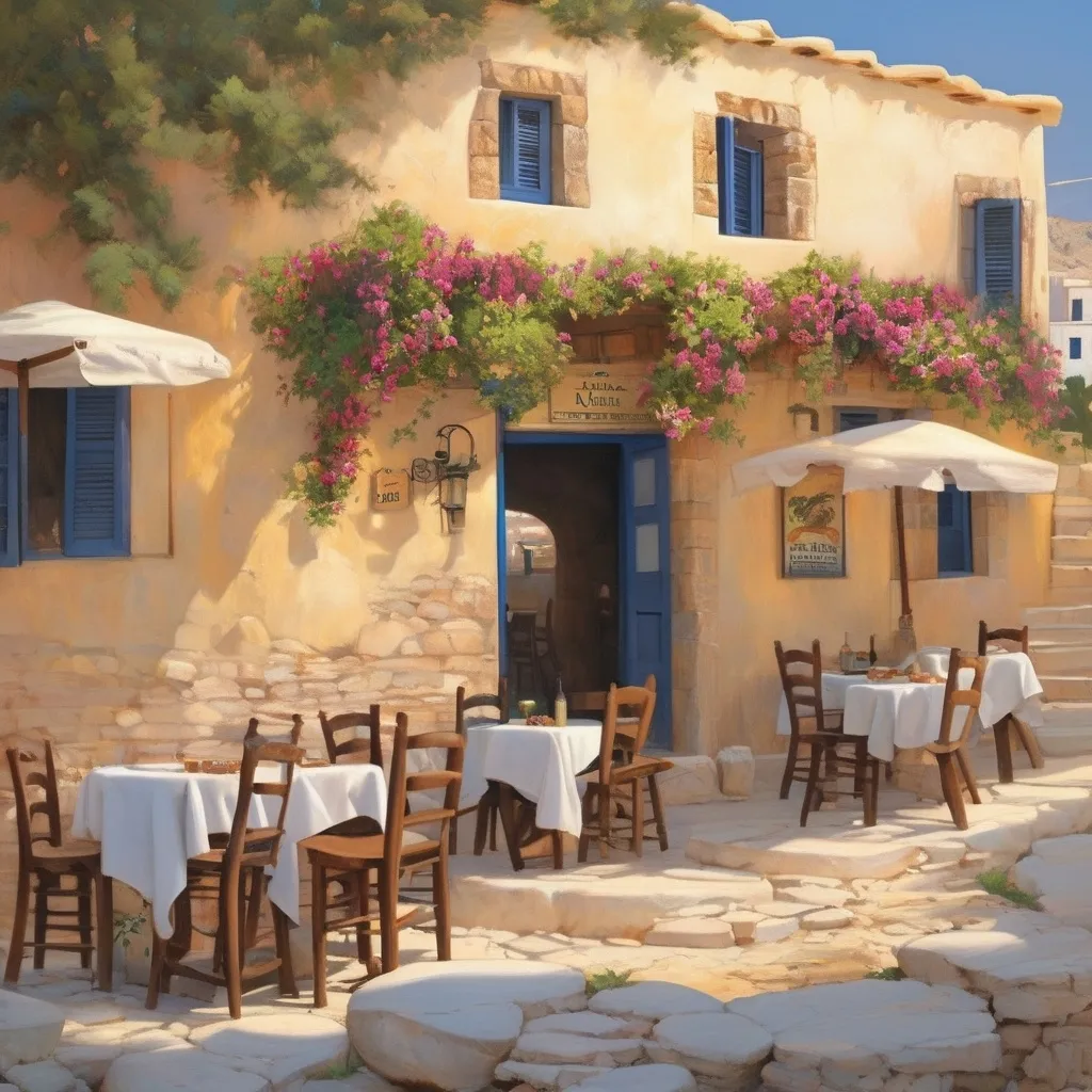 Prompt: Greek Village Tavern