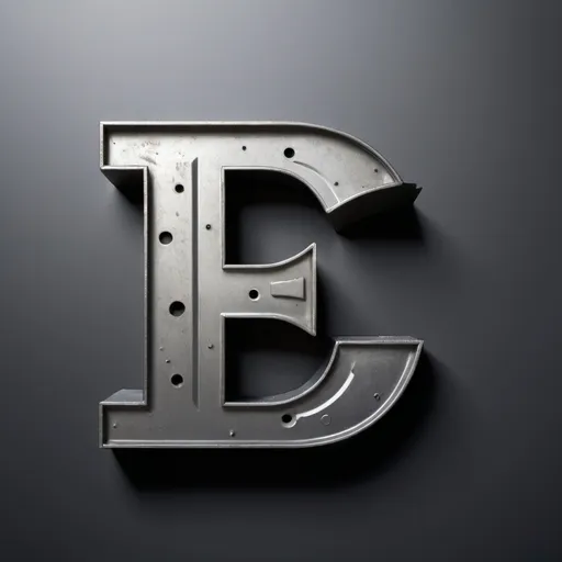 Prompt: a logo of letter E associated with a metal building mechanic part