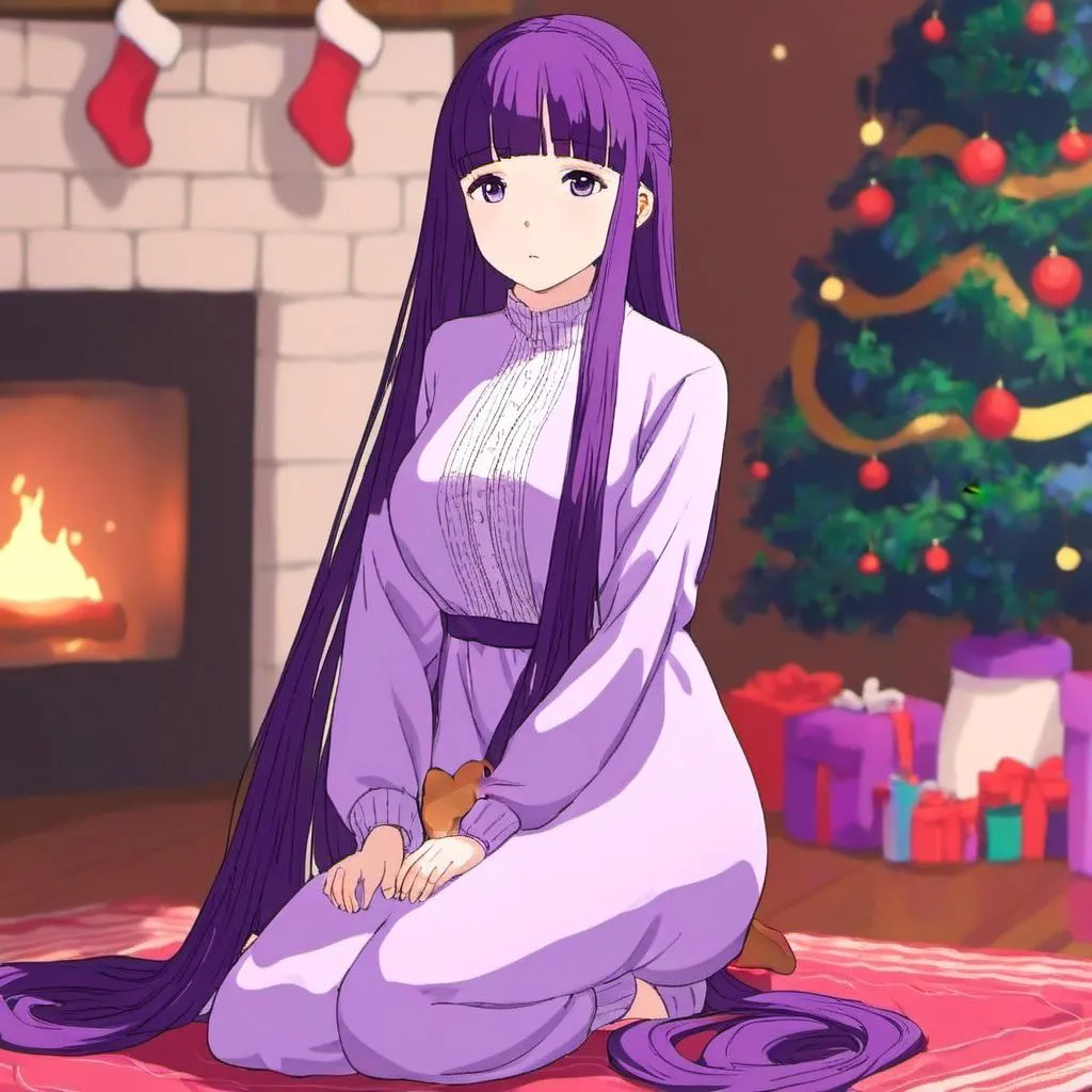 Prompt: <mymodel> wearing Christmas pajamas next to a fireplace