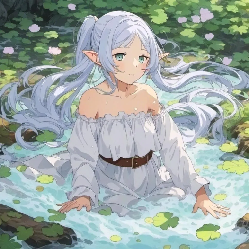 Prompt: <mymodel> taking a bath in a stream 