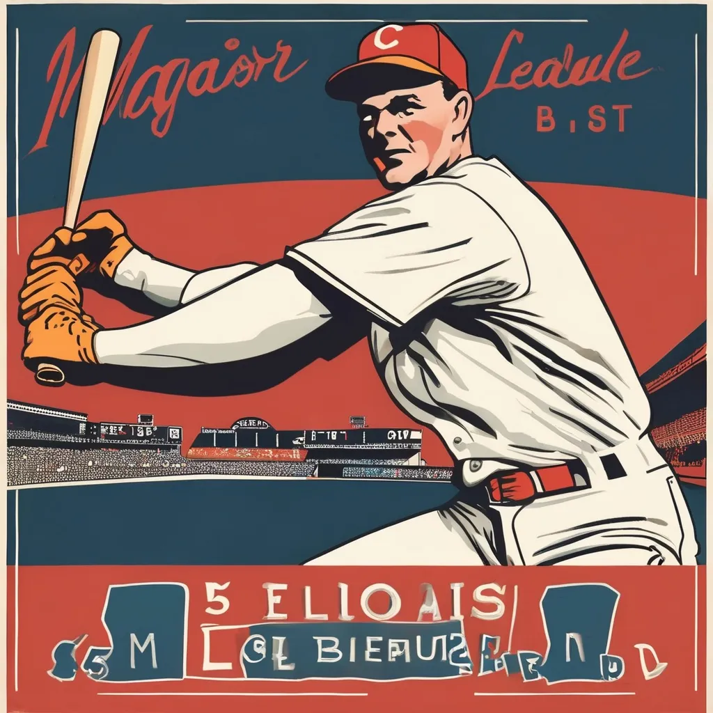 Prompt: Major league baseball. 50's editorial color illustration