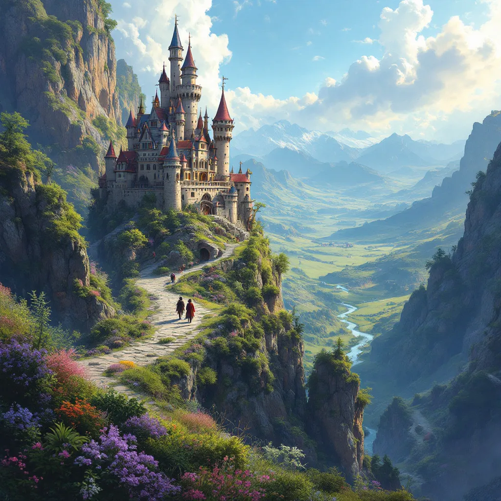 Prompt: Howl's moving castle roving across a mystical landscape.
