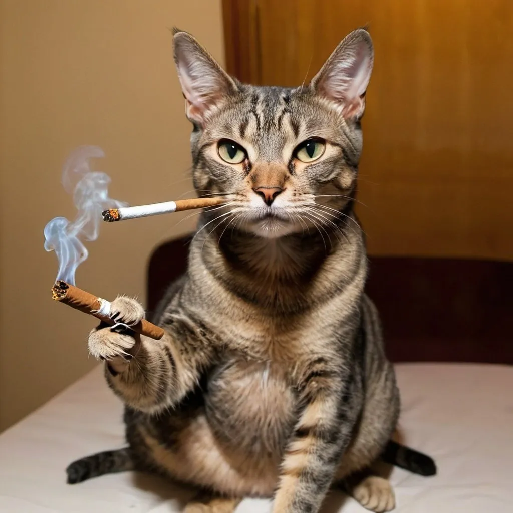 Prompt: cat smoking a blunt like snoop dogg
