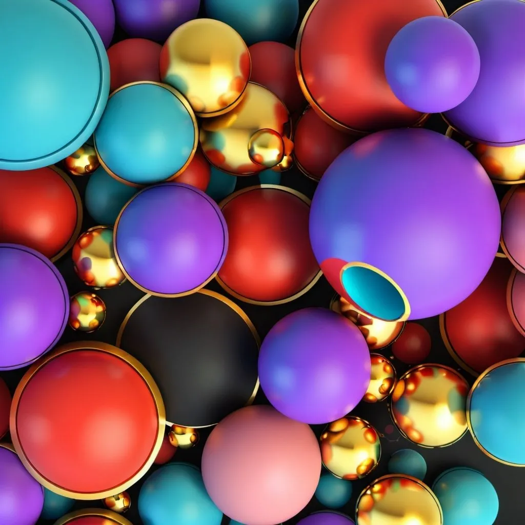 Prompt: Digital art, pixelated, 4k, high-quality, vector art, intelligent, 3D, circles, gold balls, 