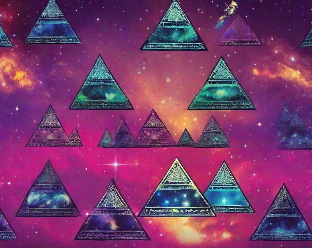 Prompt: Mind open pyramid money Galaxy Galaxy hippie trendy 