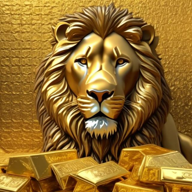 Prompt: lion surrounded by gold bars

