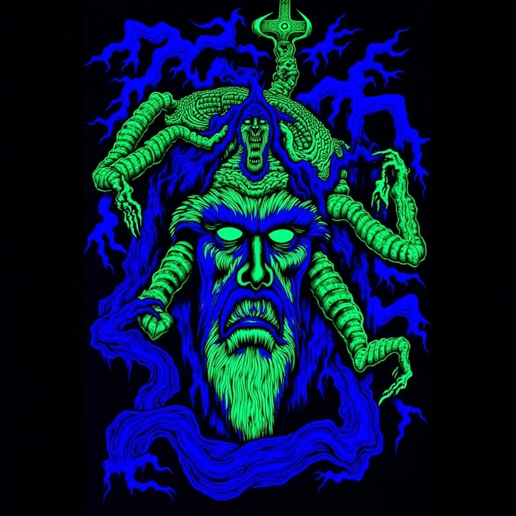 Prompt: Ghoul (black light art)