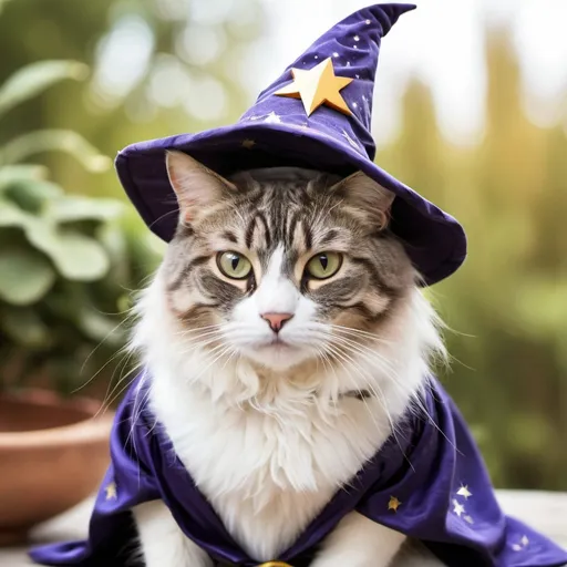 Prompt: Cat dressed as wizard