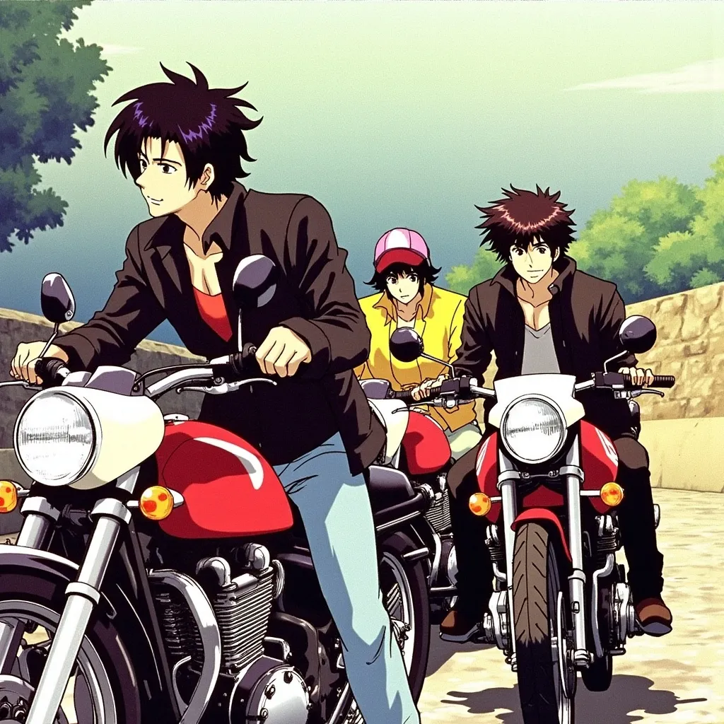 Prompt: Motor cycle gang in a dystopian Japan.