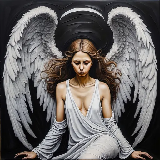 Prompt: Fallen angel. Painting