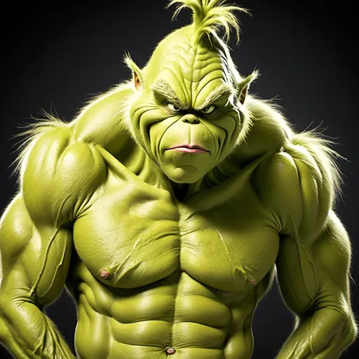 Prompt: The grinch doing steroids.