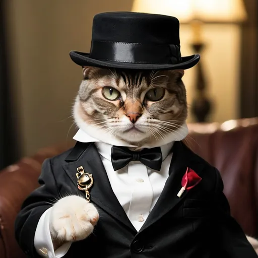 Prompt: Cat dressed as the godfather