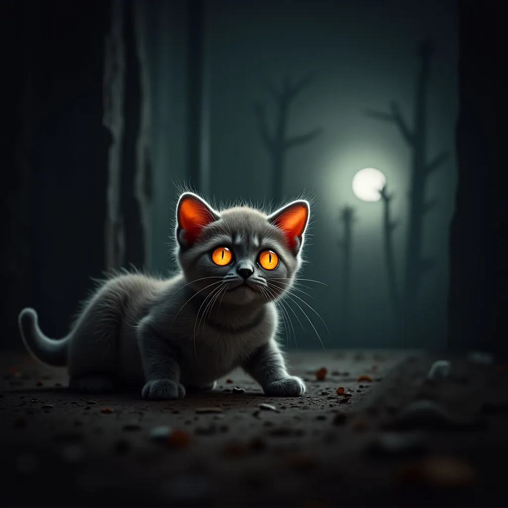 Prompt: Horror theme cute kittens