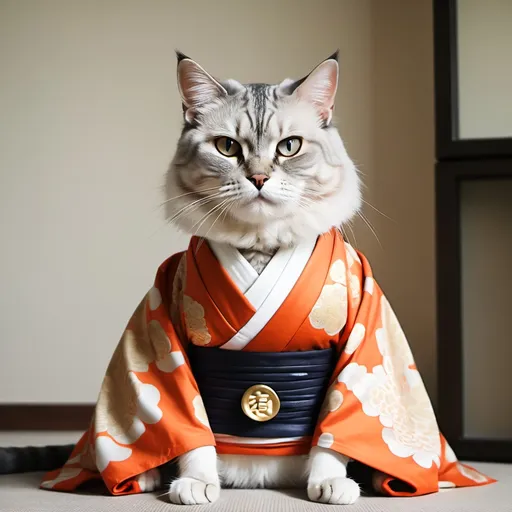 Prompt: Cat dressed as daimyo