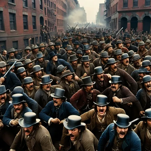 Prompt: Gangs of New York. Battle scene