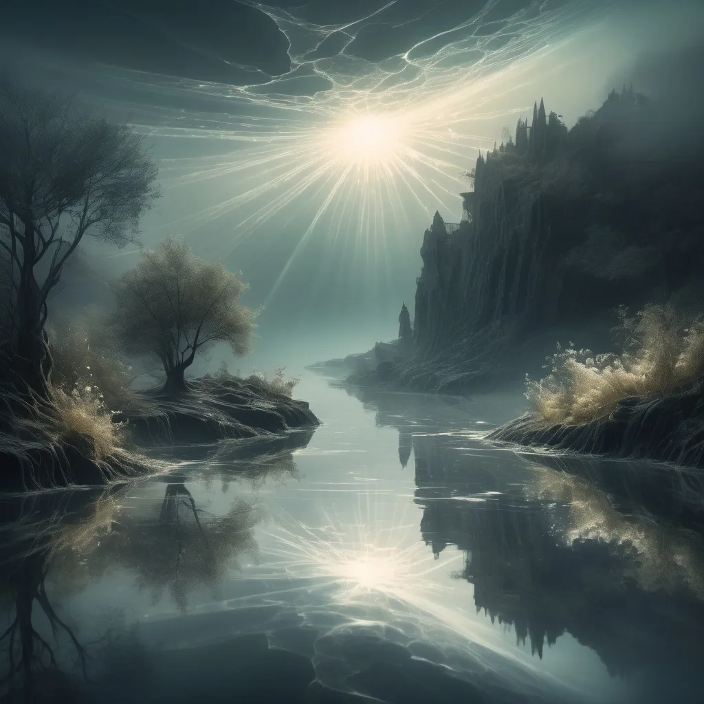 Prompt: (phrase “Why Does Nobody Remember Me in This World”), ethereal atmosphere, melancholic, mystical scenery, dreamlike landscape, soft (mute colors), intricate details, surreal elements, reflections on water, faded memories, enchanting light rays, wavy contours, sense of longing and isolation, high resolution, ultra-detailed composition.