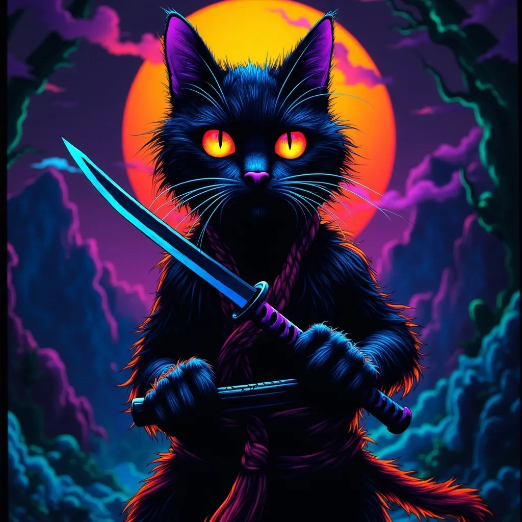 Prompt: Cat holding a katana