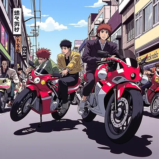 Prompt: Motor cycle gang in a dystopian Japan.