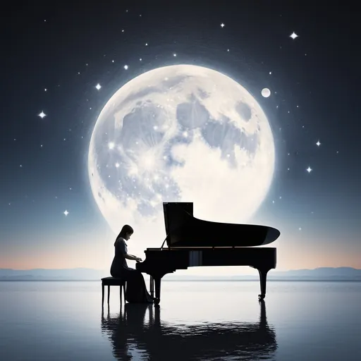 Prompt: Visual representation of Debussy’s Claire de Lune