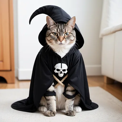 Prompt: Cat dressed as grim reaper