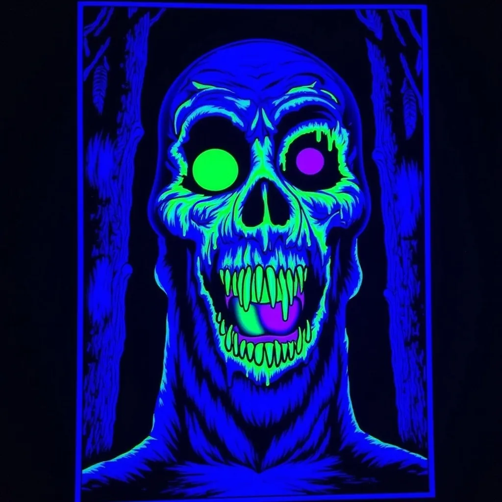 Prompt: Ghoul (black light art)