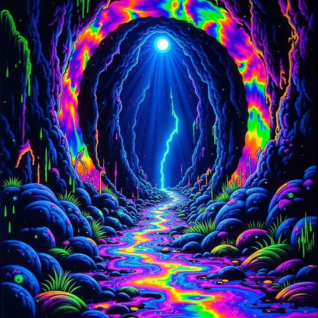 Prompt: (Giant void swirling with magical light), deep pit vortex, glowing neon colors, dark exterior, mysterious ambiance, energetic and ethereal light patterns swirling, grainy texture, low resolution for a vintage aesthetic, a surreal dream-like atmosphere. Capture the essence of magic and depth in this captivating scene.