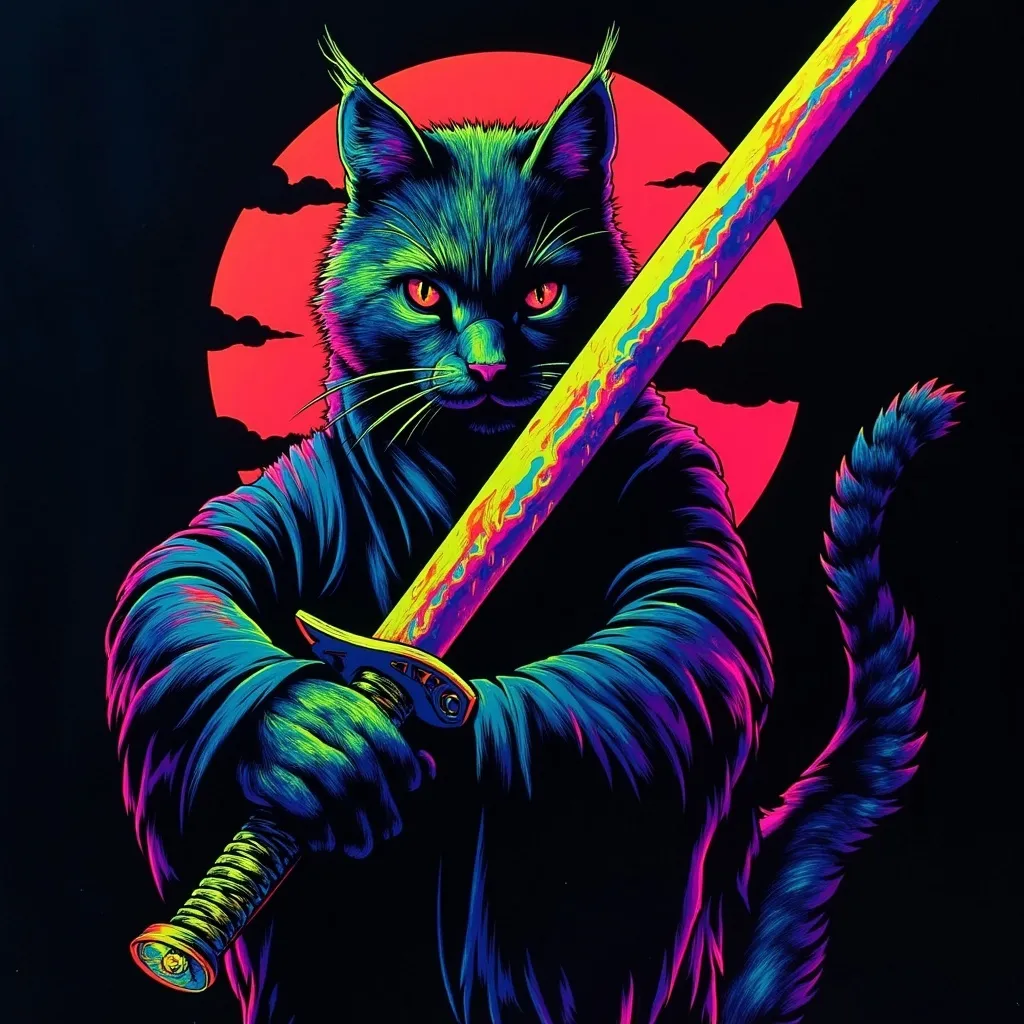 Prompt: Cat holding a katana