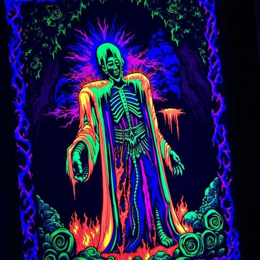 Prompt: Hell raiser (black light art)