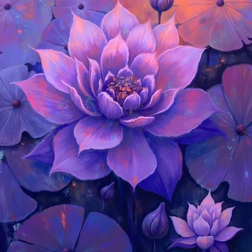 Prompt: Purple lotus, neon, vibrant, masterpiece quality, hyper detail,