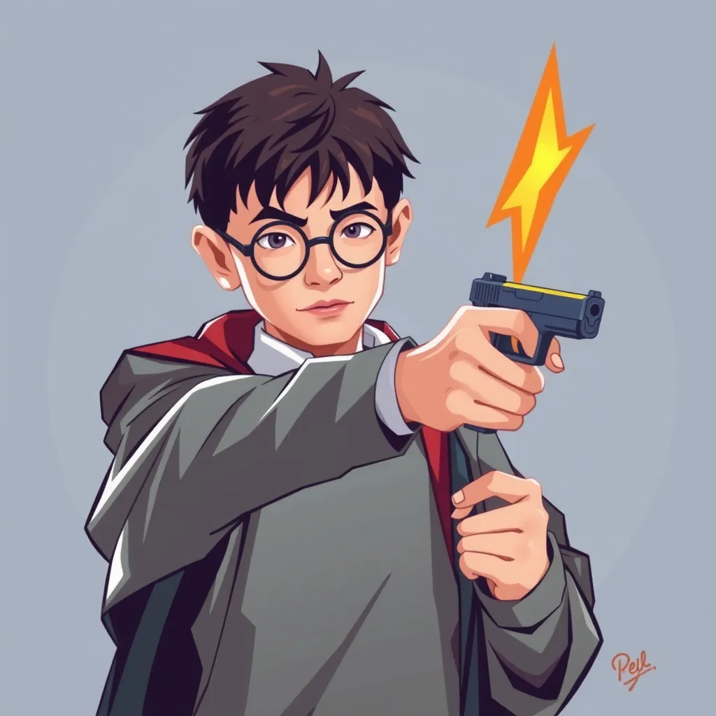Prompt: Harry Potter with a Glock. 