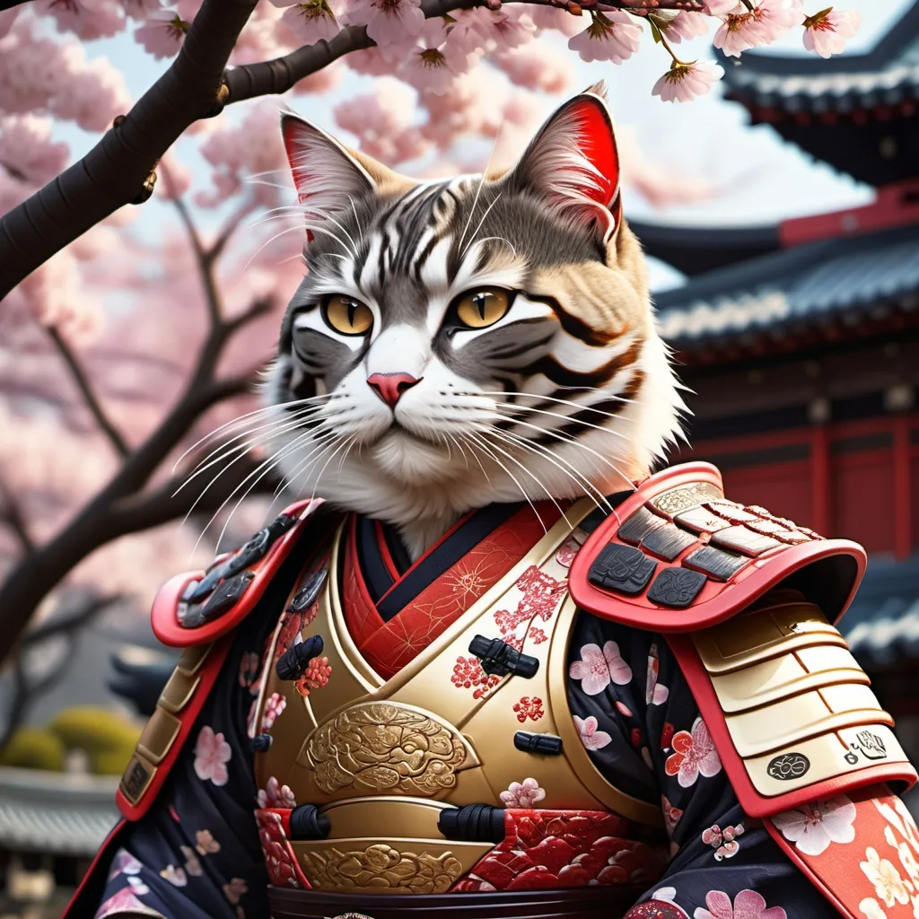 Prompt: Cat dressed as daimyo